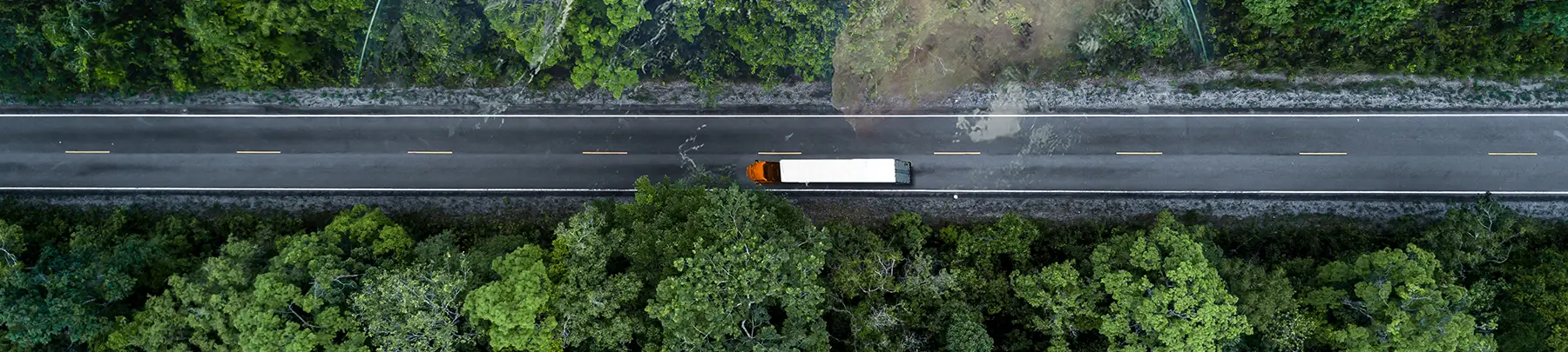 Bird's eye view of a truck on the road
